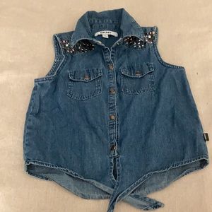 DKNY girls blue Jean denim sleeveless shirt